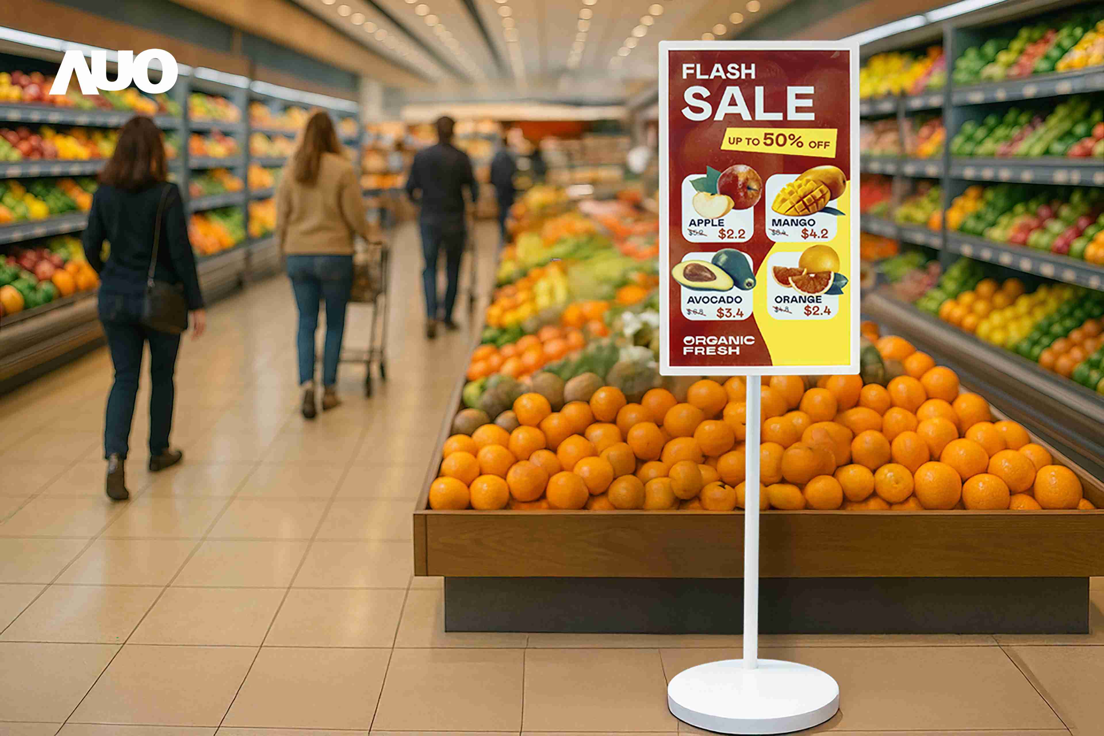 达擎首亮相低功耗、、全彩的〝aecoPost电子纸解决方案〞，，，仅在更新画面时需要微量的电力驱动，，，无需布建电线的便捷设计，，，，使其可灵活应用、、随意置放，，，，并可透过云端或行动装置app，，，，轻松管理及排程广告内容，，晋升店头营销利器。。。